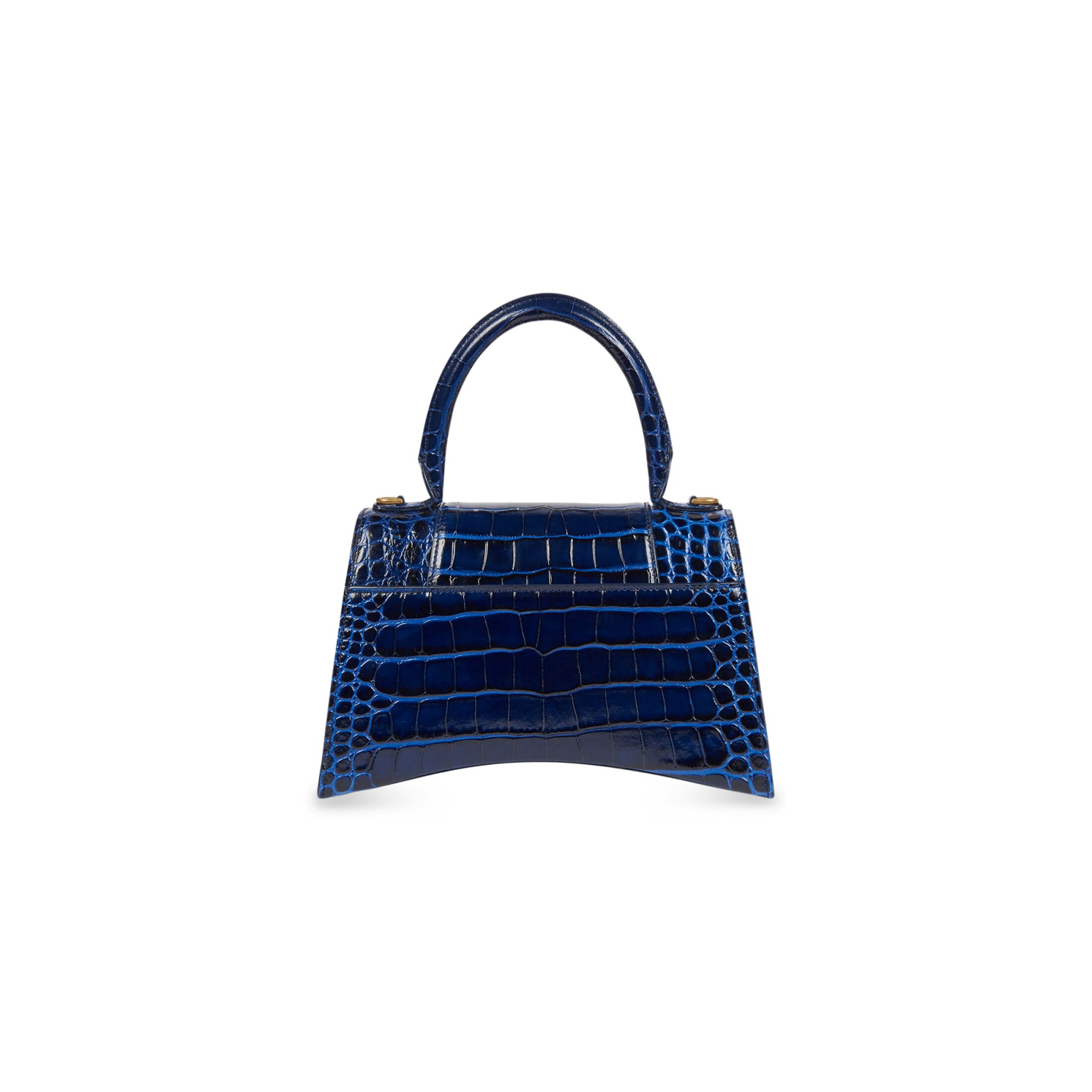 WOMEN'S HOURGLASS SMALL HANDBAG CROCODILE EMBOSSED IN NAVY